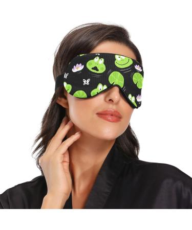 Haskirky Light Blocking Eye Mask - Breathable & Adjustable - For Adults - Ideal for Travel, Yoga, Meditation - Cute Green Frogs Design - Buy Online on SooperMarket.com