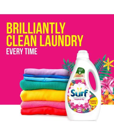 Surf Concentrated Liquid Detergent Long Lasting Fragrance and Made with Natural Essential Oil Tropical Lily or Coconut Bliss Family Pack 1.62 Litre 60 Washes (Tropical Lily Buy 2) - Buy Online on SooperMarket.com