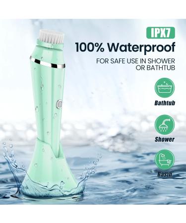 4 in 1 Facial Cleansing Brush - Electric Face Spin Brush with 4 Replacement Heads for Cleaning Exfoliating Massaging (Green) - Buy Online on SooperMarket.com