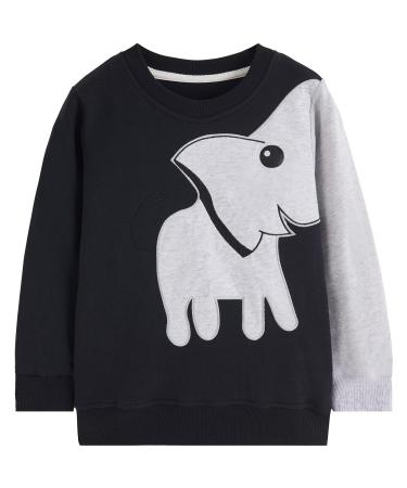 Boys Sweatshirt for Kids Dinosaur Jumper Cotton Casual Top Long Sleeve Pullover T-Shirt Toddler Girls Shirts Baby Clothes 1-8 Years 4-5 Years 01 Black