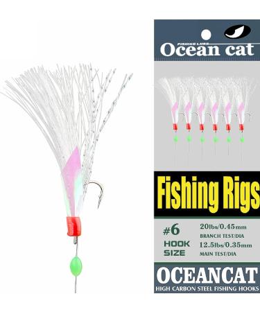 Fishing Rigs 6 Hook Set Rainbow Skin Silk String Hook Lure Bait Rig Tackle - Available in 5/10/25/50/100 Packs - Buy Online on SooperMarket.com