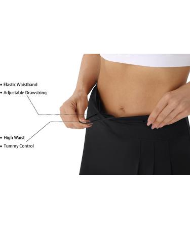 PERSIT Women's High Waisted Pleated Tennis Skirt with Pockets and Shorts - Large Black - Buy Online on SooperMarket.com
