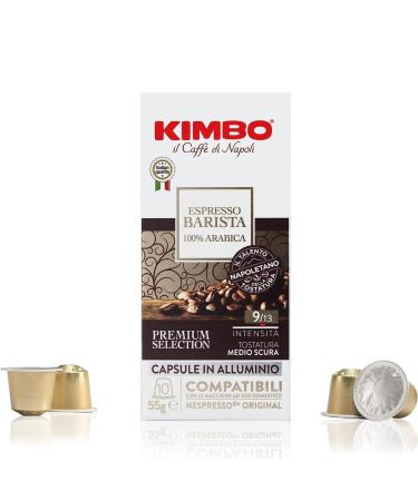 Kimbo Coffee Espresso Barista 100% Arabica 10 Aluminium Capsules Compatible with Nespresso Original Machine Medium Dark Roast 9/13 Italian Coffee Pods 1 x 10