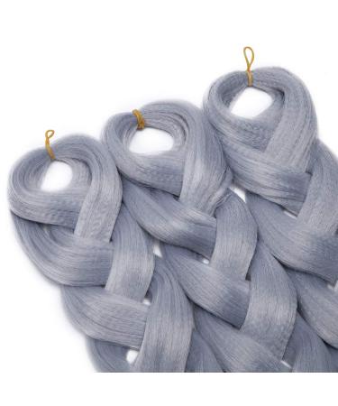 Tess Braids Extensions Art Hair Crochet Jumbo Braids | Synthetic Braiding Hair 165g 41 (100cm) - Silver Gray 104cm | International Shipping Available - Buy Online on SooperMarket.com