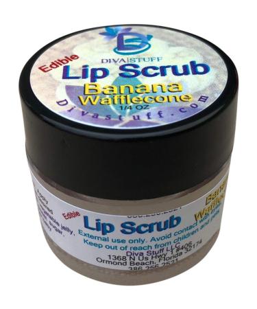 Diva Stuff Ultra Hydrating Lip Scrub for Soft Lips  Gentle Exfoliation  Moisturizer & Conditioner  Banana Wafflecone     oz (Made in the USA)