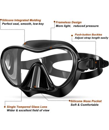 Bairuifu Snorkel Mask - Professional Full Dry Top Set for Adults - Black - Buy Online on SooperMarket.com