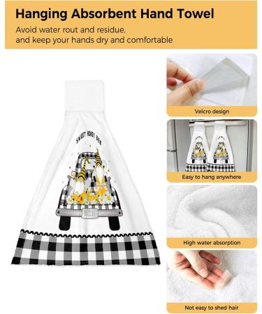 Farmhouse Gnome Honeybee on Truck Country Plaid Hand Towels - Set of 2 | Absorbent Kitchen and Bathroom Towels | Durable Hanging Washing Cloths for Home Cleaning Decor - Buy Online on SooperMarket.com