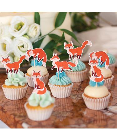 36 Pieces Fox Cupcake Toppers - Wild Animal Birthday Decorations & Muffin Decor for Baby Showers - Buy Online on SooperMarket.com