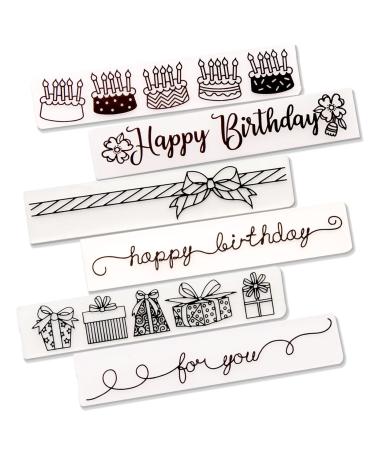 6Pcs Birthday Plastic Embossing Folders for DIY Craft Happy Birthday Gift Template Love You Embossing Folder Stencil Cake Mold for Paper Card Making Flower Scrapbook Photo Album Craft Decoration