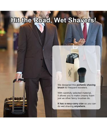 Portable Mini Shaving Brush with PU Pouch - Travel-Friendly Brush for Fast Lathering - Durable Synthetic Fibers - Anti-Rust Handle - Handy Carry Pouch - Buy Online on SooperMarket.com