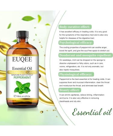 Peppermint essential oil (4 oz/118 ml) Pure Essential Oil - with Glass Dropper Great for Aromatherapy Diffuser Candle Making - Buy Online on SooperMarket.com