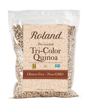 Roland Foods Organic Tri-Color Quinoa, Pre-washed, Guten Free Whole Grain, 5 Lb Bag Tri-Color 5 Pound (Pack of 1)