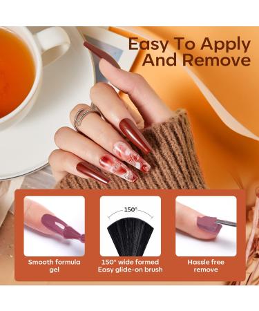 Modelones 20 Colors Gel Nail Polish Kit - Fall Pink Brown Nude Orange with Glitter | Glossy & Matte Top Base Coat for DIY Nail Art Gifts - Buy Online on SooperMarket.com