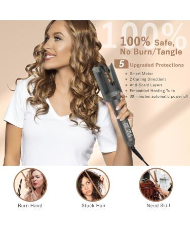 Pretfy Automatic Curling Iron - 1 Inch Ceramic Ionic Auto Hair Curler with LCD Display 4 Temperature Settings Anti-Scald & Auto Shut-Off - Fast Heating for Effortless Hair Styling - Buy Online on SooperMarket.com