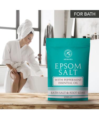 Epsom Bath Salt 35 Oz with Peppermint Essential Oil | 100% Pure Magnesium Sulphate Crystals for Skin Care & Relaxation - International Shipping - Buy Online on SooperMarket.com