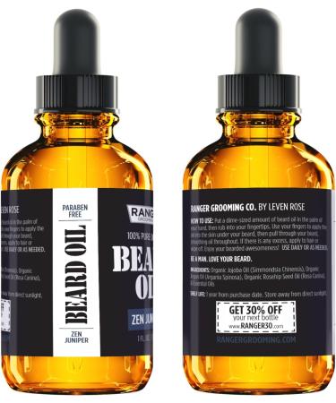 Leven Rose Zen Beard Oil & Leave In Conditioner - 100% Pure Organic Grooming for Beards & Skin | 1 oz by Ranger Grooming Co - Buy Online on SooperMarket.com