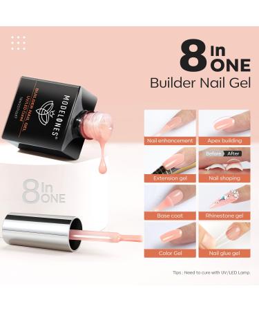 Modelones Pink Builder Gel - 15ml UV Hard Gel for Nail Extensions & Strengthening | Ideal for Gel Nails Art - Buy Online on SooperMarket.com