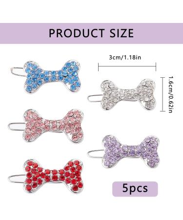AMIJOUX 5pcs Rhinestone Dog Hair Clips | Stylish Bowknot Grooming Accessories for Small Dogs & Cats - Buy Online on SooperMarket.com