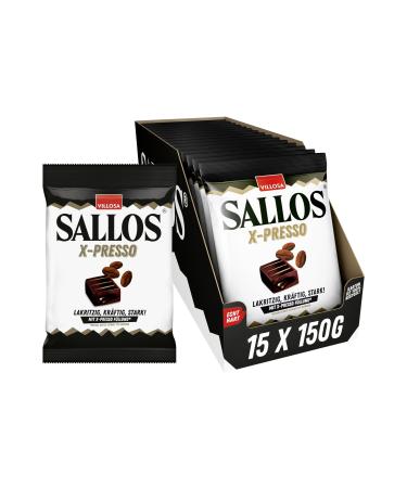 Sallos X-Presso storage pack-licorice candy with coffee extract made of natural licorice juice licorice combination with espresso taste vegan in stock pack 15 x 135 g