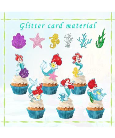Party Supplies for Ariel Cupcake Toppers Girl Theme Birthday Brightness Supplies Favors 48 counts - Buy Online on SooperMarket.com