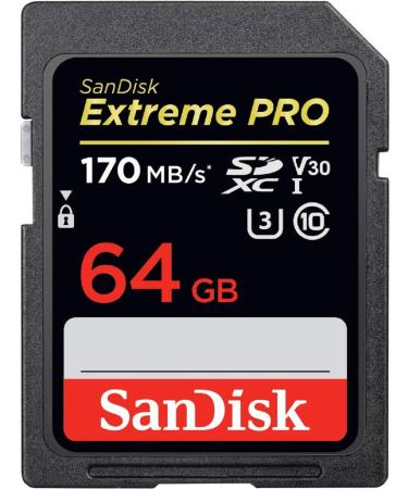 SanDisk 64GB Extreme PRO SDXC UHS-I Card - C10, U3, V30, 4K UHD, SD Card - SDSDXXY-064G-GN4IN 64GB Card Only