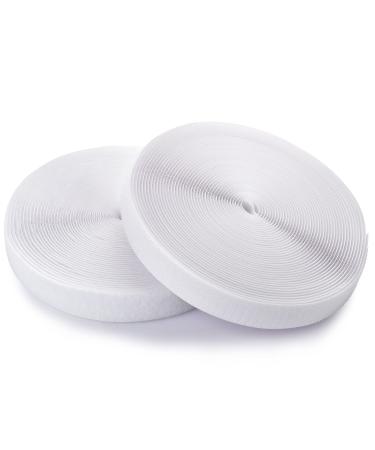 1 Inch x 37 Feet Sew On Hook and Loop Tape  Non-Adhesive Back Heavy Duty Nylon Strips Fabric Fastener  Non-Adhesive Interlocking Tape  Suitalbe for Home School Office  Car and DIY Crafting  White 1 x 37 Feet