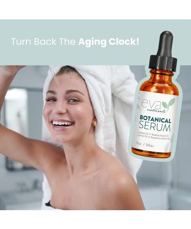 Eva Naturals Botanical Anti-Aging Face Oil Serum with Jojoba, Rosehip Seed & Vitamin E - Hydrating Facial Serum for Dry Skin - 1 oz - Buy Online on SooperMarket.com