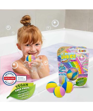 Inkee Rainbow Bath Bombs 3-Pack | Fragrant Kids Bath Time with Almond Oil & Colorful Layers - Buy Online on SooperMarket.com