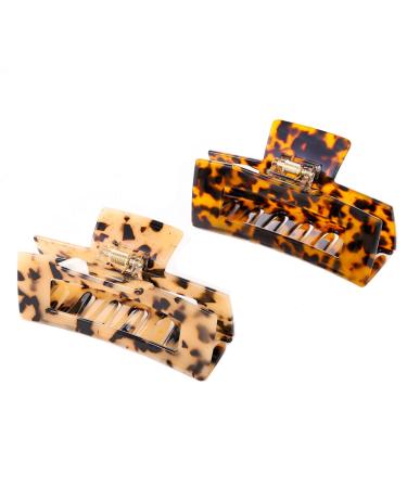 Large Hair Claw Clips Cutout Tortoise Shell Celluloid Hair Jaw Clips French Design Rectangle Hair Clamp for Women Girls Pattern B