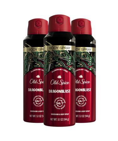 Old Spice Aluminum Free Body Spray for Men Dragonblast 5.1 Oz (Pack of 3) Dragonblast 5.1 Ounce (Pack of 3)