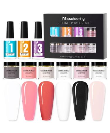 Layhou 6 Colors Dip Powder Nail Kit - Nail Dipping Powder Kit Powder Nails Dipping Powder Set for DIY Salon No LED Nail Lamp Needed Nail Art Manicure with Base Top Coat Activator (Set 5) 05