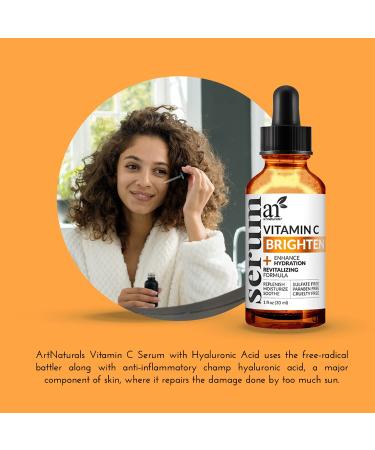 ArtNaturals Anti-Aging Vitamin C Serum with Hyaluronic Acid & Vit E - 1 Fl Oz - Fades Age Spots, Repairs Wrinkles & Sun Damage - 20% Vitamin C - Buy Online on SooperMarket.com