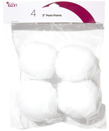 Cousin DIY White 3 inch Poms 4 Pack