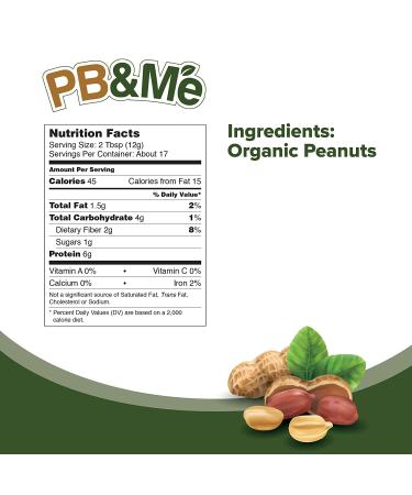 PB&Me Organic Powdered Peanut Butter - Keto Snack, Gluten Free, Plant Protein - 16oz (1lb) - No Sugar Added - Buy Online on SooperMarket.com