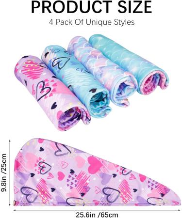 RETON 4 Pack Microfiber Hair Drying Towel - Super Absorbent Hair Turbans for Kids, Girls, and Women - Fast Drying Hair Wrap for Curly, Long, and Thick Hair - Buy Online on SooperMarket.com