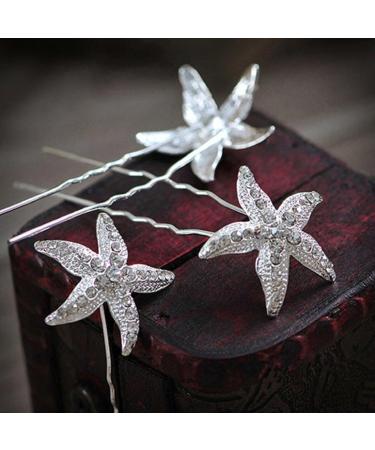 6pcs U Shape Starfish Hair Pins | Elegant Wedding Party Accessory - International Shipping - Buy Online on SooperMarket.com