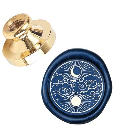 CRASPIRE Wax Seal Stamp Head Moon Sun Nebula Sealing Wax Stamp Head Olny No Handle 25mm Removable Brass Stamp Head for Wedding Invitations Envelopes Craft Adhesive Waxing Moon and Sun Cloud