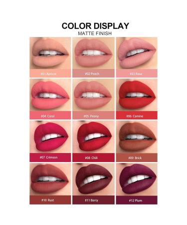 12 Colors Matte Lipstick Pen Set - Waterproof Lip Liner Crayon Long-lasting & Non-sticky with Built-in Sharpener - Buy Online on SooperMarket.com