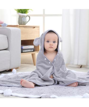 Hilmocho Baby Bath Towel with Hood | Ultra Soft Coral Velvet | 110x68CM Grey - Buy Online on SooperMarket.com