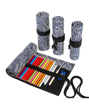 Funny live 36/48/72 Slots Colored Pencil Wrap Pencils Roll Holder Coloring Pencils Organizer Holder Colored Pen Paint Brush Storage Pouch Portable for Artist Student (Deep blue ocean, 48 Slots) Deep blue ocean 48 Slots