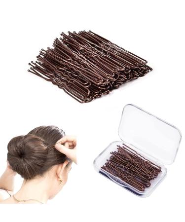 50 U-Shaped Hairpins for Women & Girls - 6cm Bobby Pins in Storage Box - Perfect for Hairdressing Salons & Everyday Use (Brown) - Buy Online on SooperMarket.com