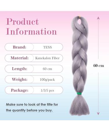 Tess Braids Extensions 60 cm - 5 Pack Jumbo Kanecalon Hair for Box Braids - Silver Gray - Buy Online on SooperMarket.com