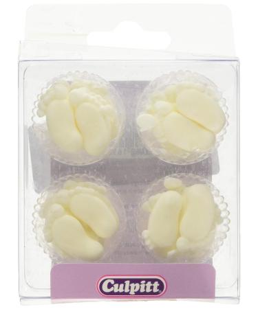 12 White Pairs of feet cake sugar decorations