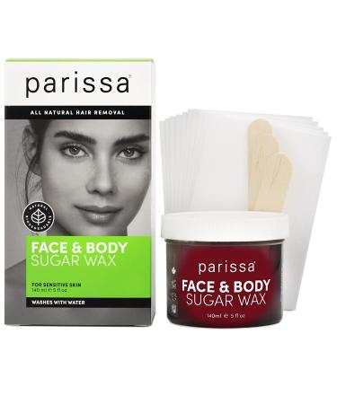 Parissa 100% Natural Face & Body Sugar Wax for Sensitive Skin - At-Home Waxing Kit with Chamomile Sugar Wax - Includes 20 Epilation Strips and 3 Wooden Spatulas - Buy Online on SooperMarket.com