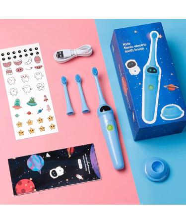 NBGRLVS Kids Sonic Electric Toothbrush | 2 Modes with Memory | 2 Min Timer | IPX7 Waterproof | Rechargeable Kids Toothbrush for Age 3+ | Blue - Buy Online on SooperMarket.com