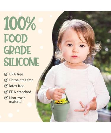 2 Pcs Collapsible Toddler Snack Cups 12oz - Spill Proof Silicone Bowls for Babies - Blue & Green - Buy Online on SooperMarket.com