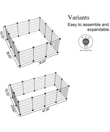 C&AHOME 12 PCS Pet Playpen for Guinea Pigs, Puppy - Portable Indoor Exercise Cage Fence for Small Animals - DIY Metal Yard Fence - Black - Buy Online on SooperMarket.com