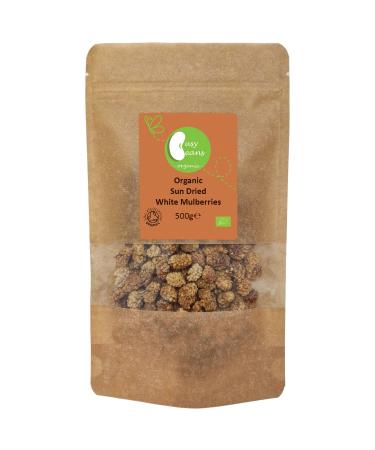 Organic Sun Dried White Mulberries - Certified Organic - by Busy Beans Organic (500g)