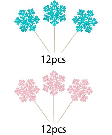 24 Pack Snowflake Gender Reveal Cupcake Toppers Pink Blue Winter Snowflake Cupcake Picks for Baby Shower Winter Wonderland Snowflake Theme Birthday Gender Reveal Party Cake Decorations Supplies 14 - Buy Online on SooperMarket.com
