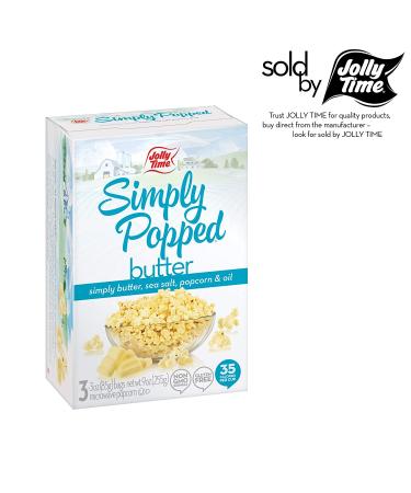 JOLLY TIME Simply Popped Natural Microwave Popcorn | Non-GMO & Palm Oil-Free | 3-Count Box (Pack of 4) Butter Flavor 3 oz (Pack of 12) - Buy Online on SooperMarket.com